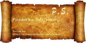 Pozderka Sándor névjegykártya