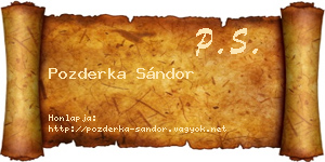 Pozderka Sándor névjegykártya